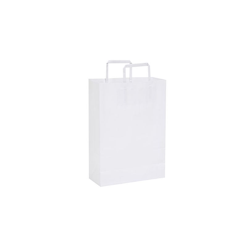 Popierinis baltas maišelis Flat rankenėlės | DEKOPAKA.LT