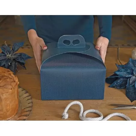 Portapanettone kaste ar rokturi zils