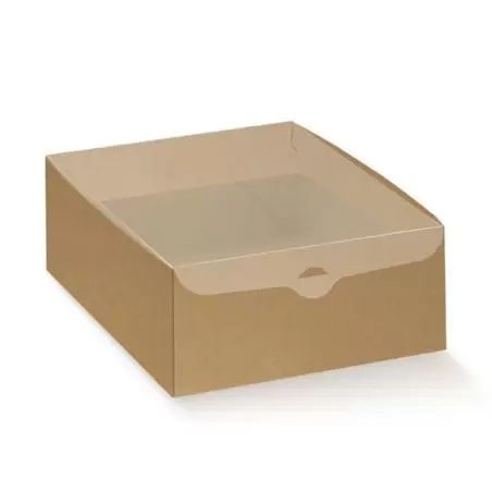 Dėžutė Dolcezza kraft su skaidriu pvc. dangteliu