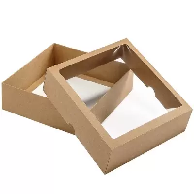 Läbipaistva aknaga karp pruun 210 x 210 x 60 mm 2