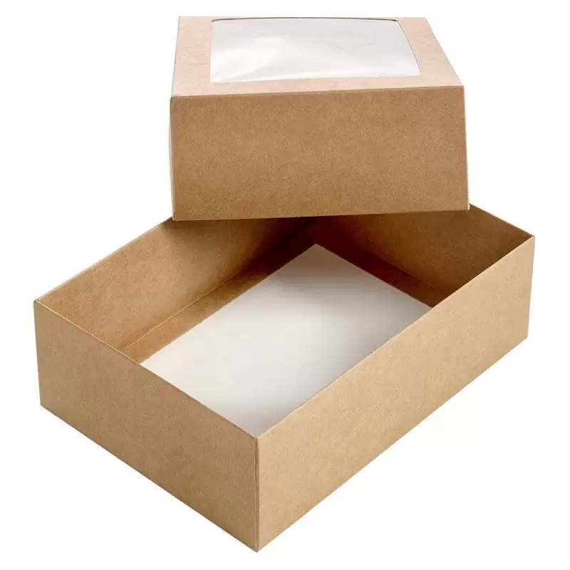 Läbipaistva aknaga karp pruun 210 x 150 x 65 mm