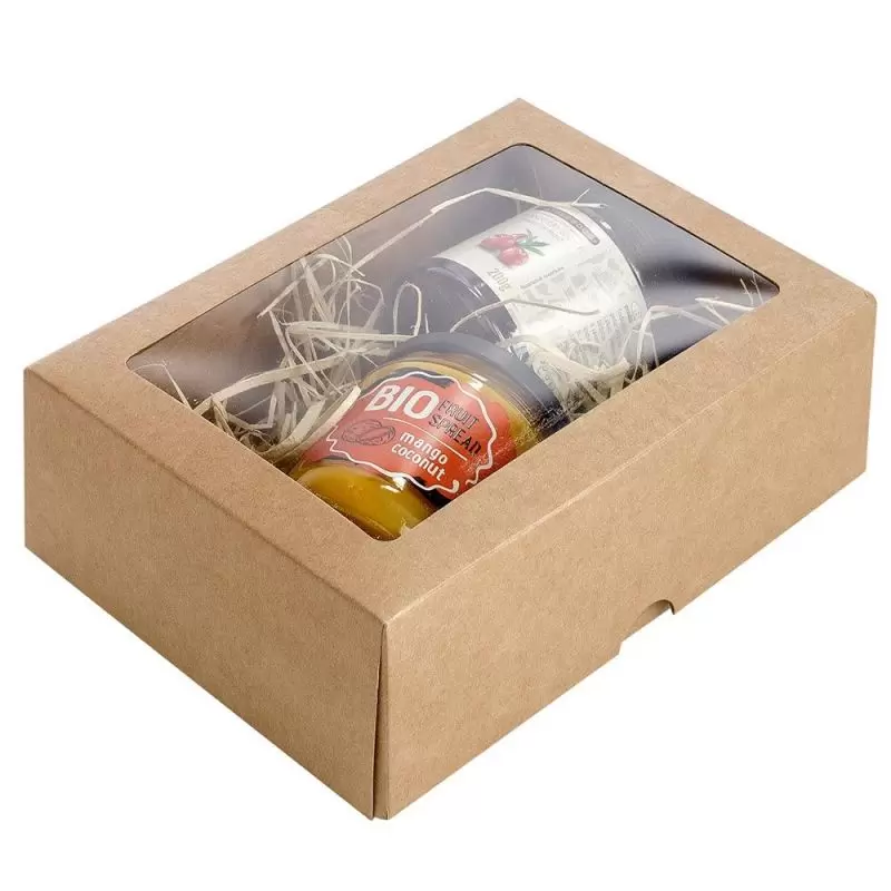 Kaste ar caurspīdīgu logu brūna 210 x 150 x 65 mm