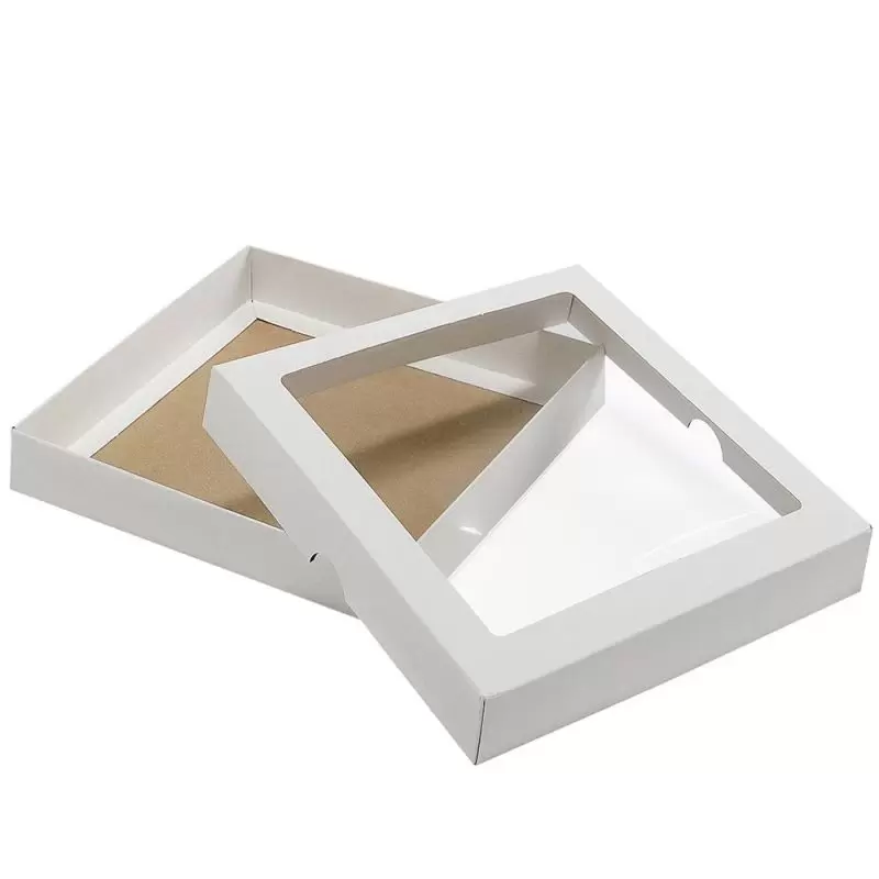 Läbipaistva aknaga karp valge 200 x 200 x 30 mm