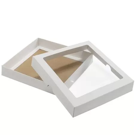 Kaste ar caurspīdīgu logu balts 200 x 200 x 30 mm