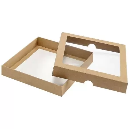 Läbipaistva aknaga kast pruun 200 x 200 x 30 mm