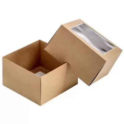 Läbipaistva aknaga karp pruun 120 x 120 x 70 mm 2