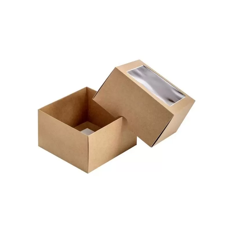 Dėžutė su skaidriu langeliu ruda 120 x 120 x 70 mm