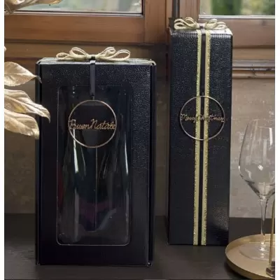 Dėžutė Cantinetta 2 buteliai juoda su skaidriu langeliu 2