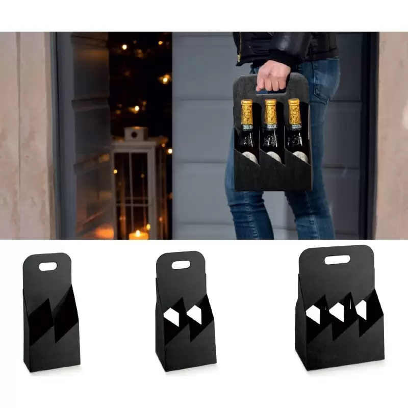 Dėžutė juoda kraft 4 buteliukams