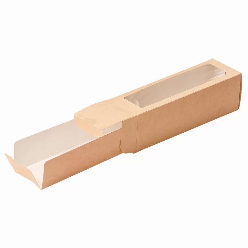 Läbipaistva aknaga Eco Macarons karp 180x55x55mm
