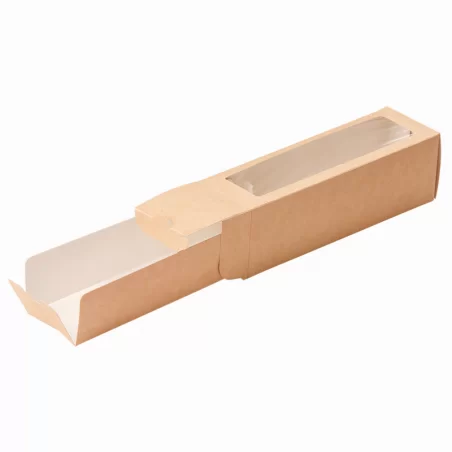 Eco Macarons kastīte ar caurspīdīgu logu 180x55x55mm