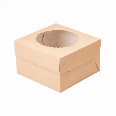 Dėžutė Eco Muf 4 keksiukams su skaidriu langeliu