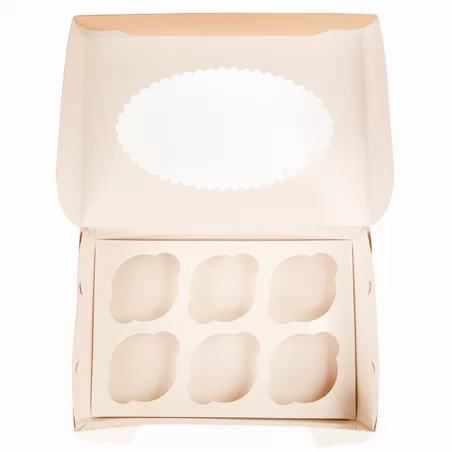 Dėžutė Eco Muf 6 keksiukams su skaidriu langeliu