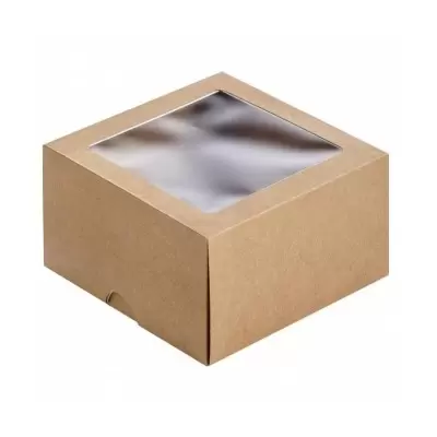 Läbipaistva aknaga karp pruun 120 x 120 x 70 mm