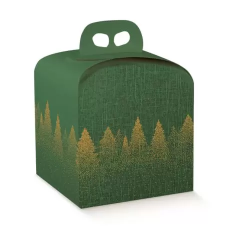 Kalėdinė dėžutė Portapanettone žalia su rankenėle