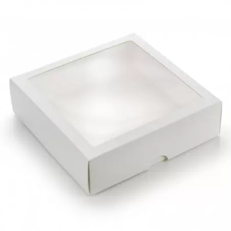 Kaste ar caurspīdīgu logu balts 210 x 210 x 60 mm