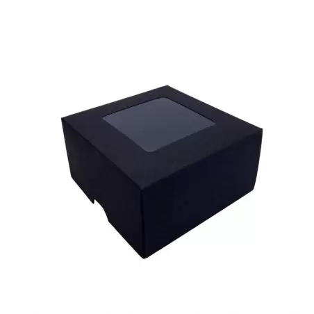 Kaste ar caurspīdīgu logu melna 210 x 210 x 60 mm