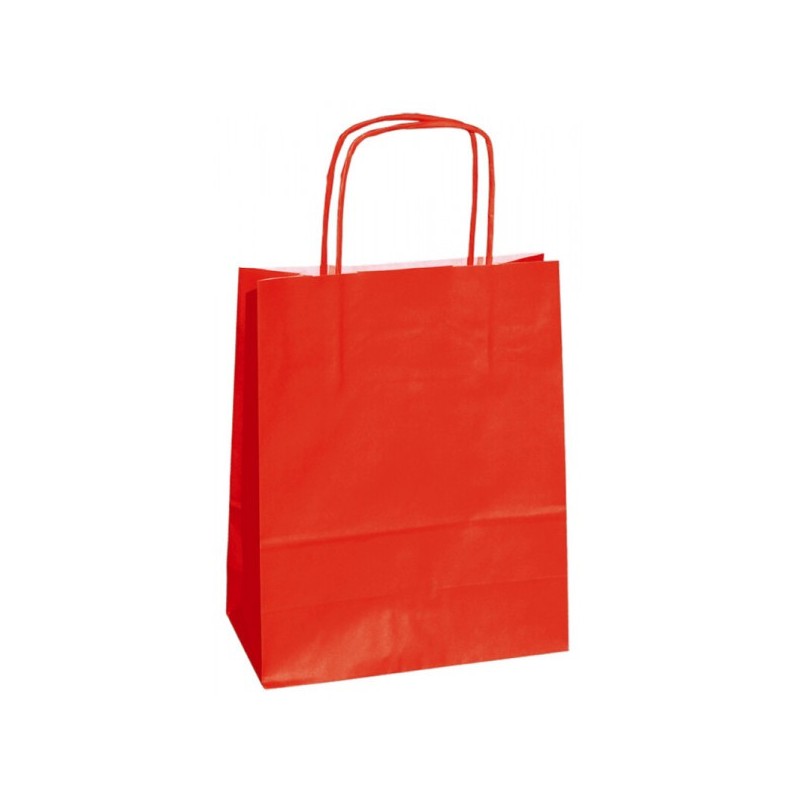 Raudonas maišelis Twist rankenėlės Kraft popierius | DEKOPAKA.LT