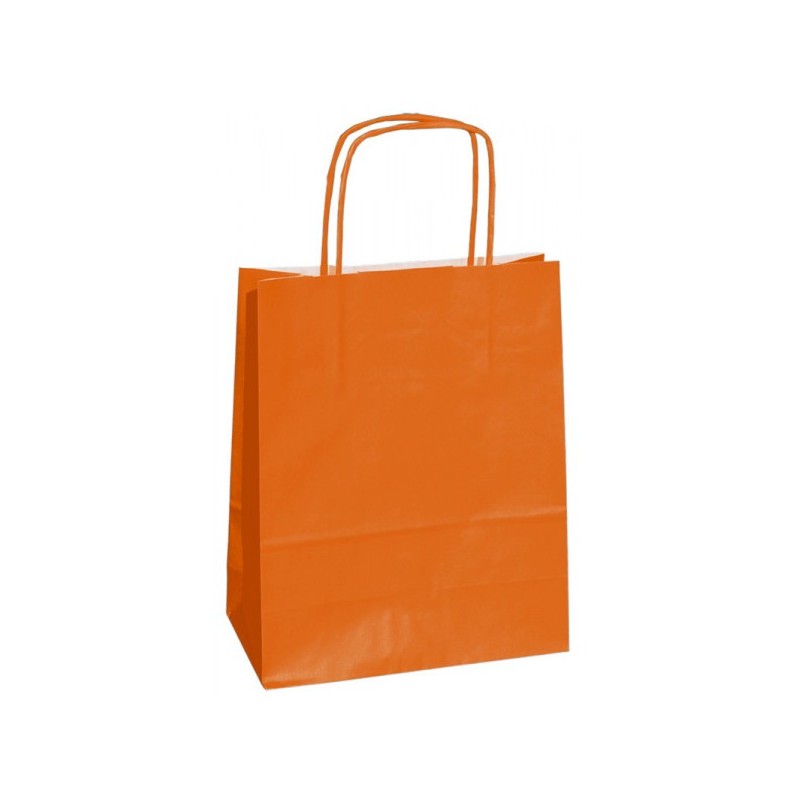 Oranžinis maišelis Twist rankenėlės Kraft popierius | DEKOPAKA.LT