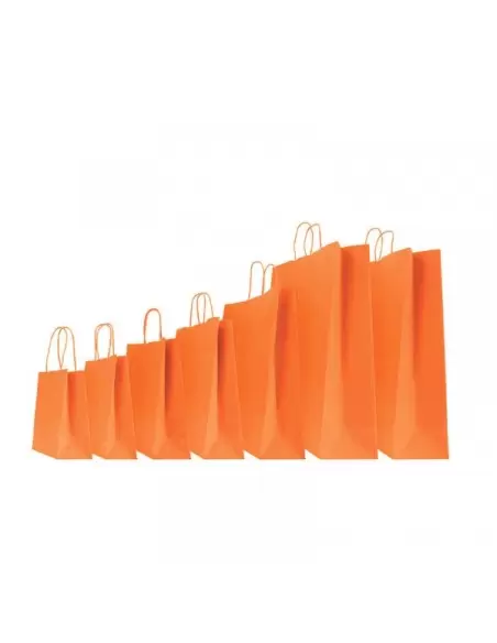 Oranžiniai popieriniai maišeliai Twist rankenėlės