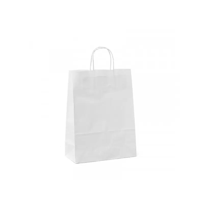 Balti popieriniai maišeliai Twist rankenėlės