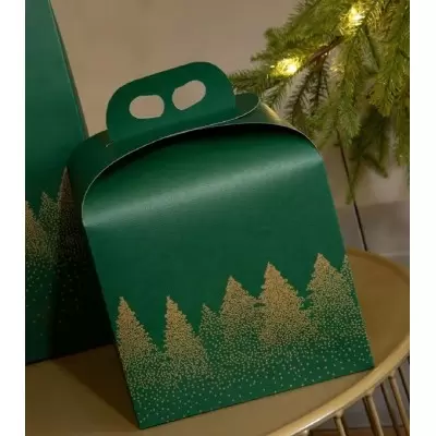 Ziemassvētku kastīte Portapanettone zaļš ar rokturi 2