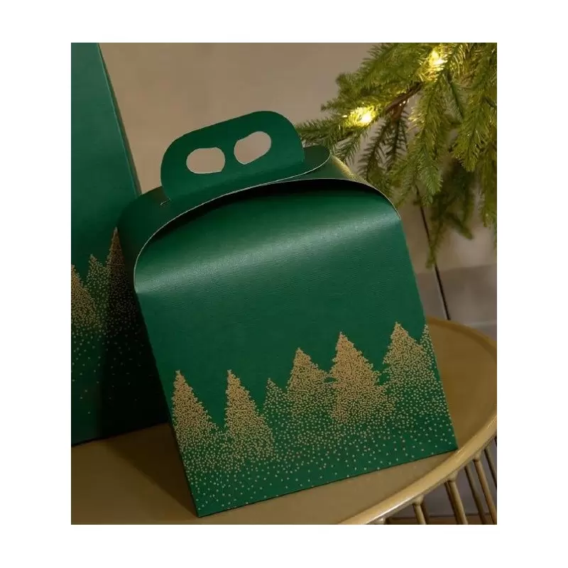 Ziemassvētku kastīte Portapanettone zaļš ar rokturi