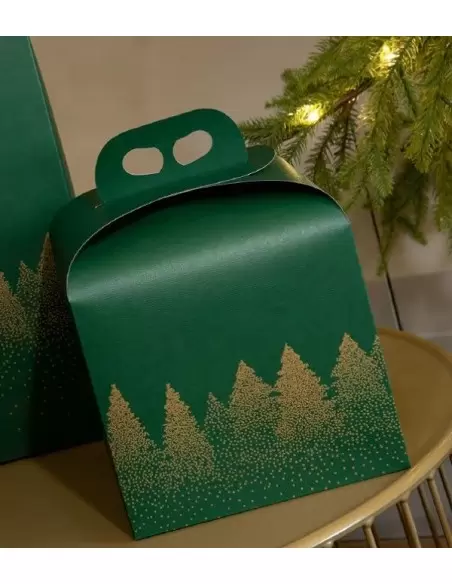 Kalėdinė dėžutė Portapanettone žalia su rankenėle