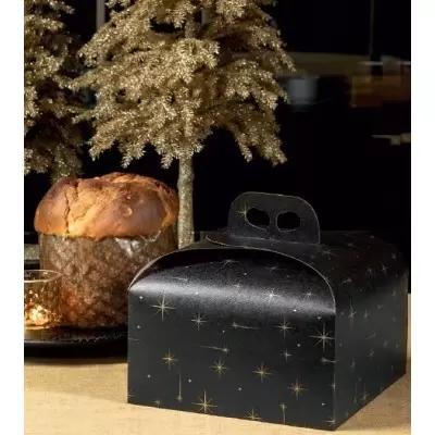 Dėžutė Kalėdinė Portapanettone juoda su rankenėle 2