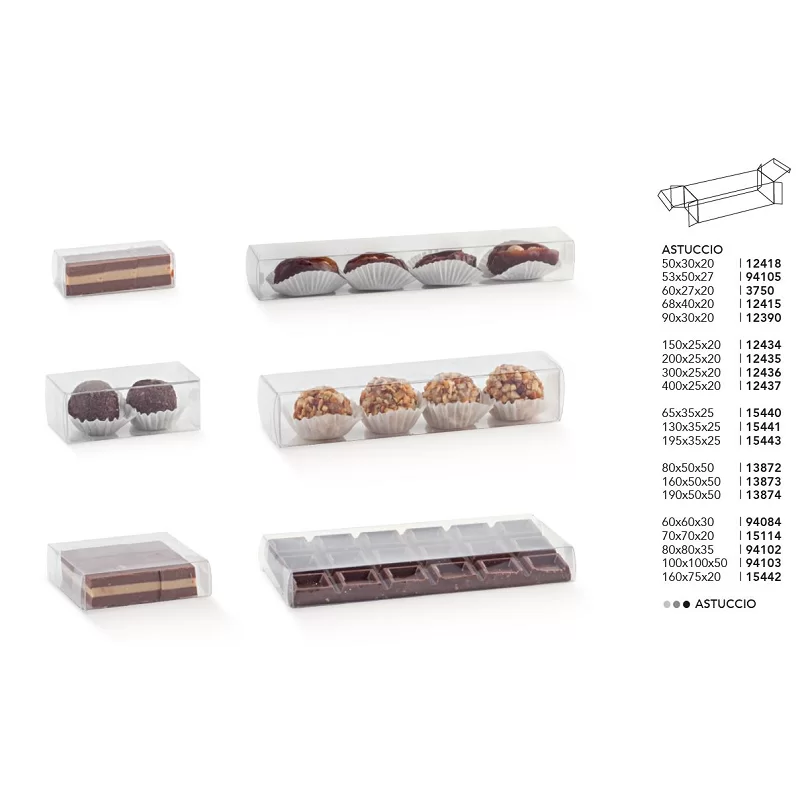 Läbipaistvad piklikud karbid