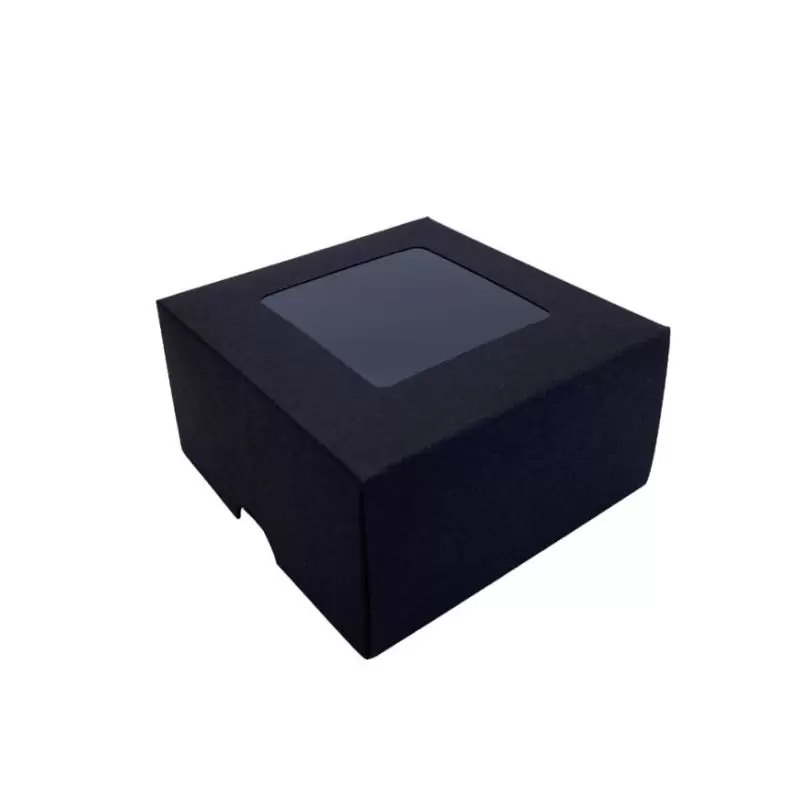 Kaste ar caurspīdīgu logu melna 200 x 200 x 30 mm