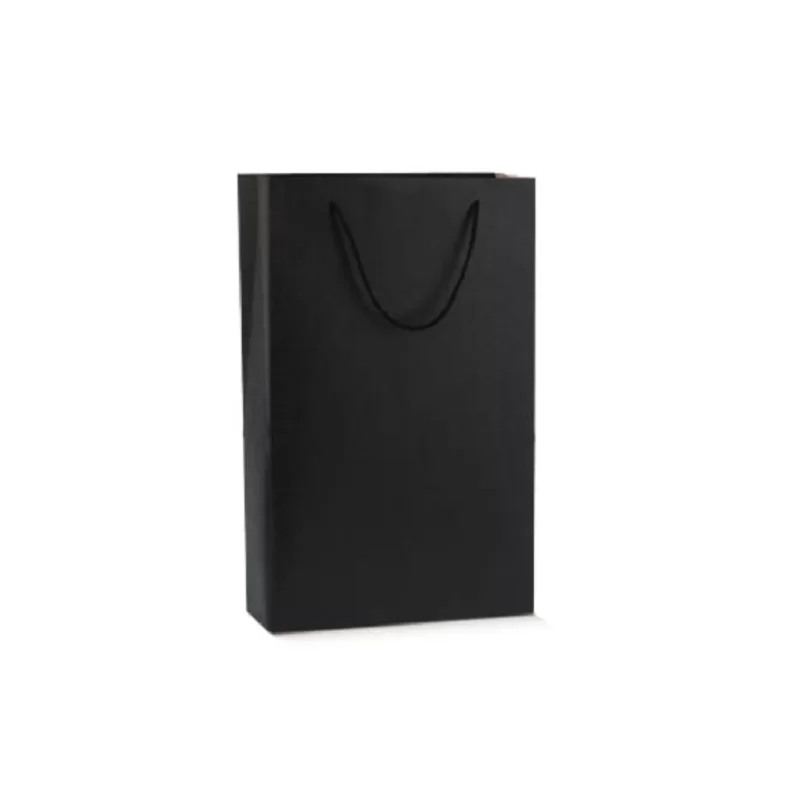 Juodas kartoninis maišelis 3 buteliams