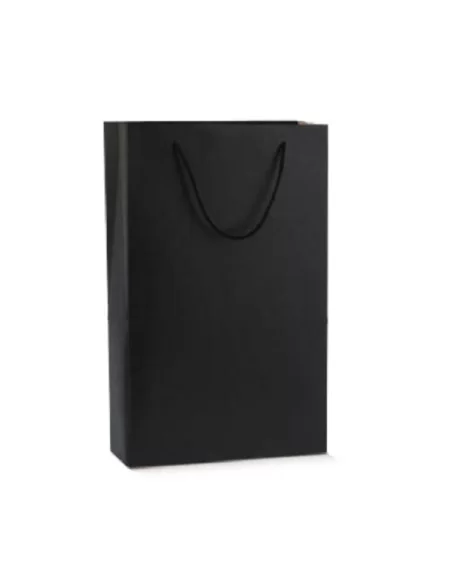 Juodas kartoninis maišelis 3 buteliams