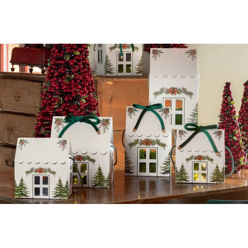 Ziemassvētku kastīte zaļā egle