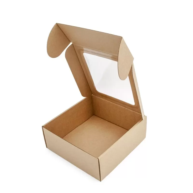 Kaste S izmēra brūnu ar caurspīdīgu logu