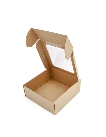 Kaste S izmēra brūnu ar caurspīdīgu logu