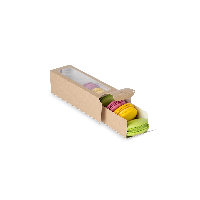 Läbipaistva aknaga Eco Macarons karp 180x55x55mm