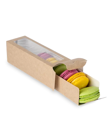 Läbipaistva aknaga Eco Macarons karp 180x55x55mm