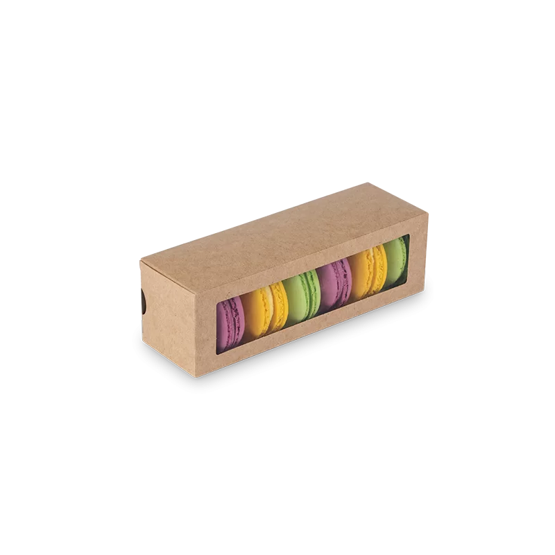 Dėžutė Eco Macarons su skaidriu langeliu | DEKOPAKA.LT