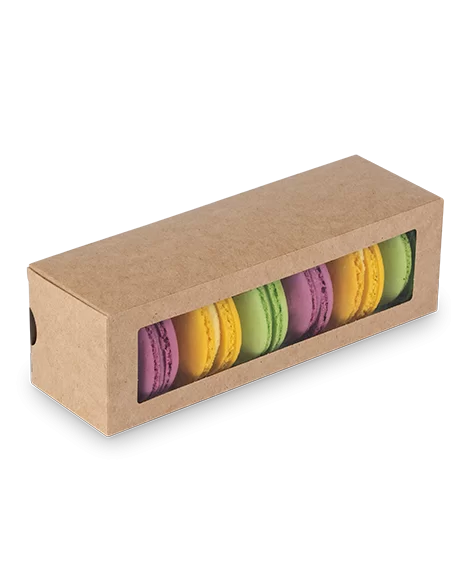 Dėžutė Eco Macarons su skaidriu langeliu | DEKOPAKA.LT