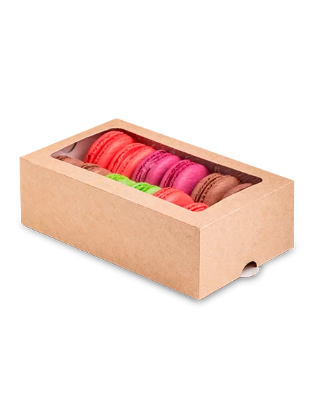 Dėžutė Eco Macarons 12 su skaidriu langeliu