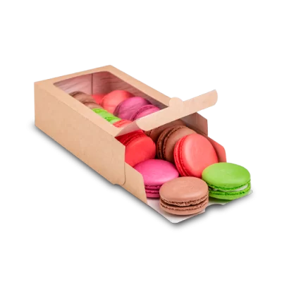 Eco Macarons kastīte ar caurspīdīgu logu 180x107x55mm 2