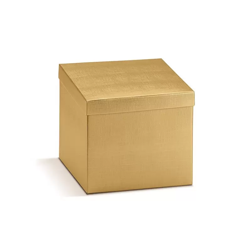 Dėžutė dviejų dalių su atskiru dangteliu kvadratinė auksinė