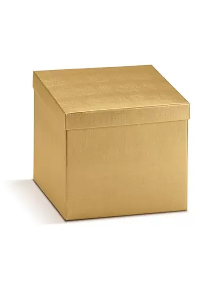 Dėžutė dviejų dalių su atskiru dangteliu kvadratinė auksinė