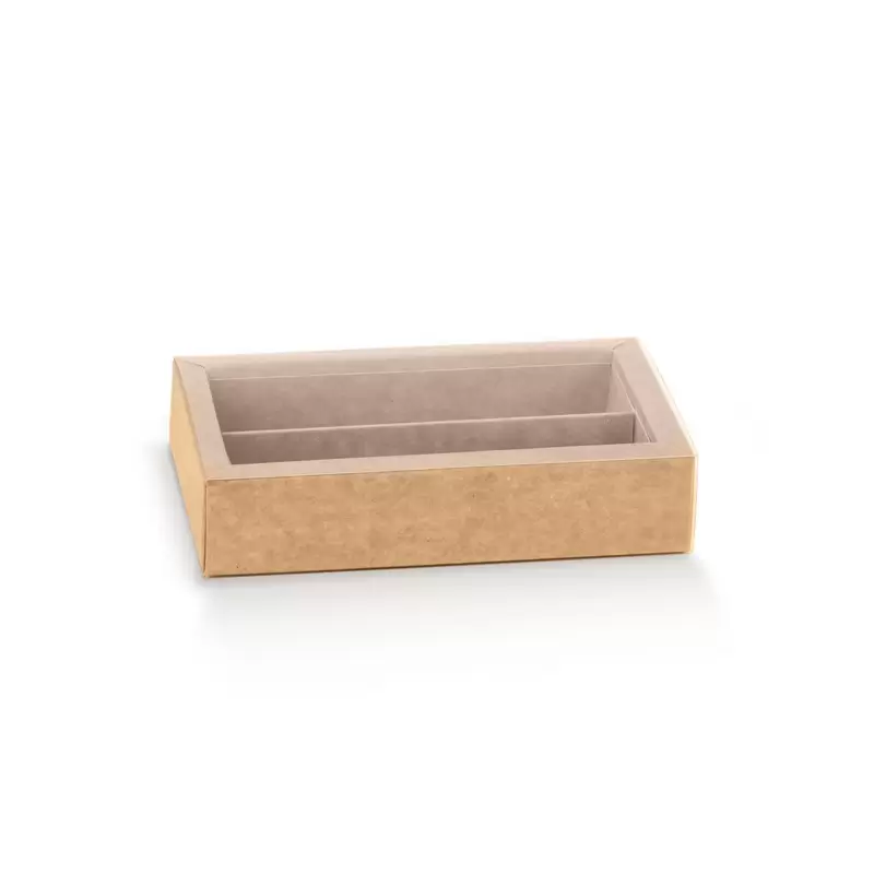 Dėžutė saldumynams Quadretto Avana su skaidriu pvc. dangteliu