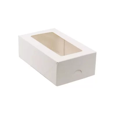 Balta konditorejas kārba ar caurspīdīgu lodziņu 2