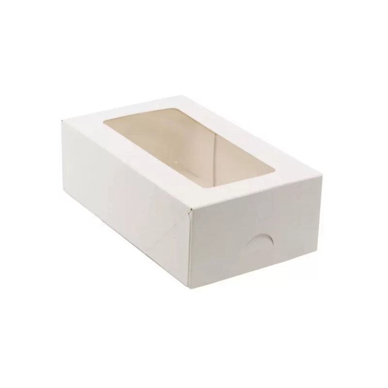 Balta konditorejas kārba ar caurspīdīgu lodziņu