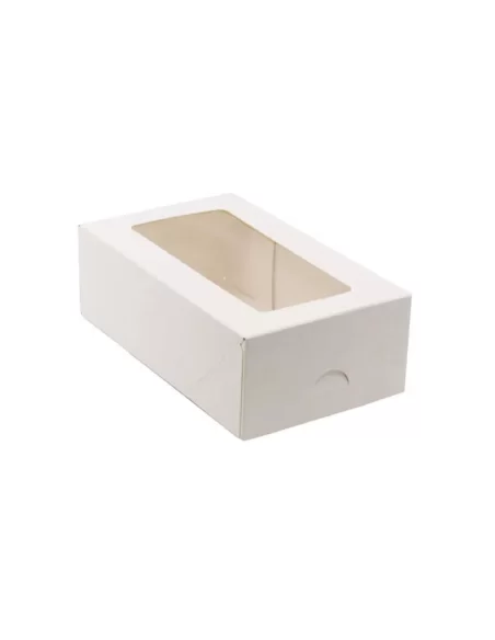 Balta konditorejas kārba ar caurspīdīgu lodziņu