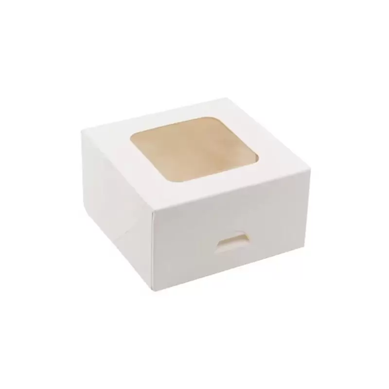 Balta konditorejas kārba ar caurspīdīgu lodziņu