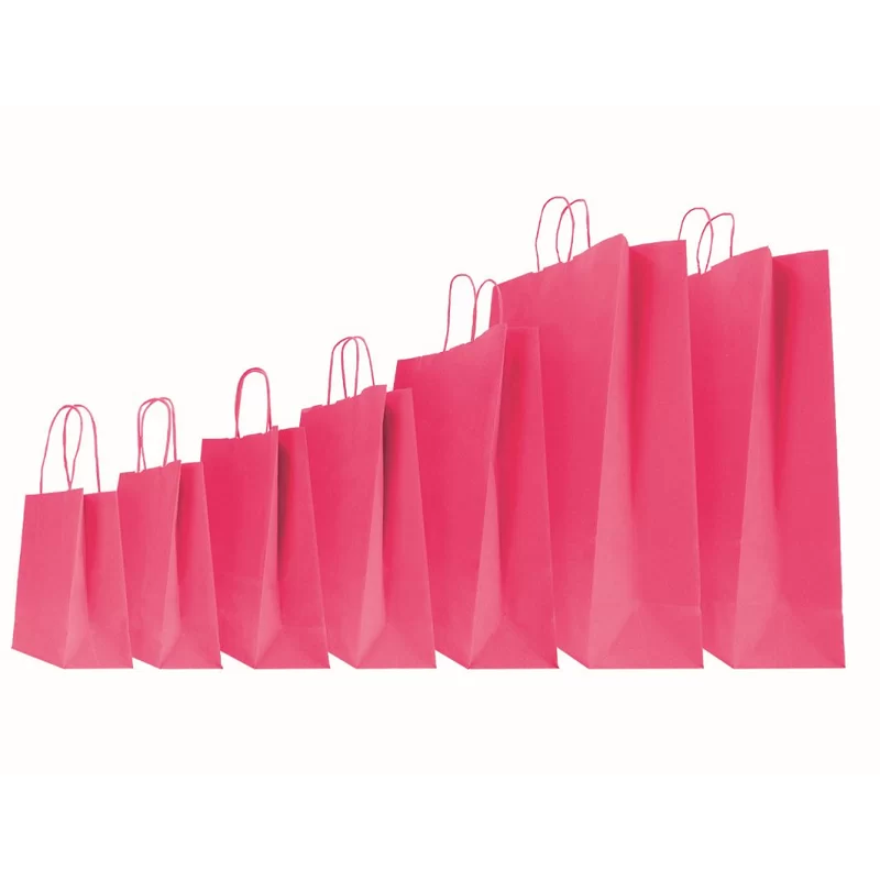 Magenta papīra maisiņi Twist rokturi